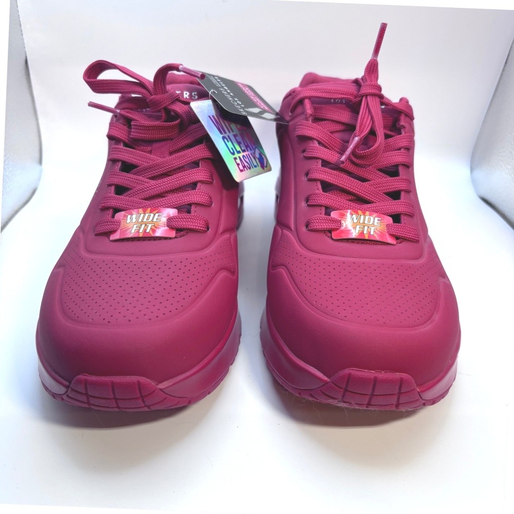 Skechers Street Los Angeles Uno Stand On Air Wide Fit Burgundy Sneakers Size 8 - Picture 7 of 8